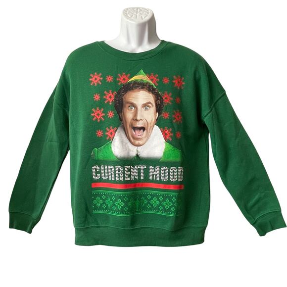 Hybrid Apparel Elf The Movie Buddy CURRENT MOOD Ugly Christmas Sweatshirt Sz M - Picture 1 of 4